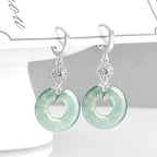 Natural A-Grade Blue Water Jadeite Hoop Earrings – S925 Silver, Ice-Type Jade, High-End Fashion for Women