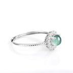Natural A-Grade Blue Water Jadeite Adjustable Ring for Women – S925 Silver, 5.0mm Cabochon Stone