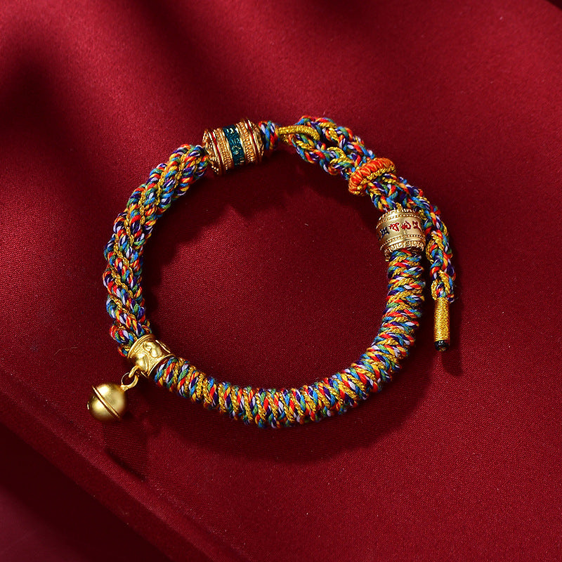 New Braided Tibetan Handwoven Bell Charm Bracelet for Protection