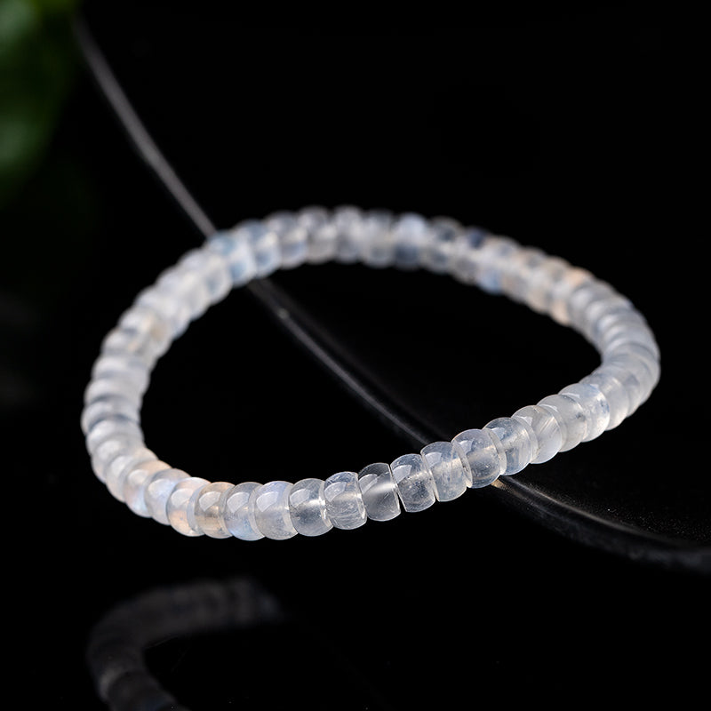 Natural Sri Lankan White Moonstone Straight-Cut Beaded Bracelet - Elegant Gift for Her