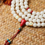 High-Polish White Jade Bodhi 108 Beads Bracelet with Hand-Carved Gourd Charm – Handheld or Crossbody Style
