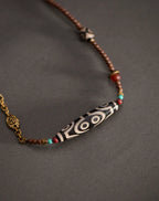 Golden Sandalwood Tibetan Dzi Beads Pendant 58mm