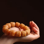 Awakening Lion Bracelet Hand-Carved from Weathered Bodhi Beads