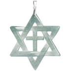 Natural Blue Water Jadeite Hexagram Cross Pendant – A-Grade Jade, S925 Silver, Unisex Fashion Necklace