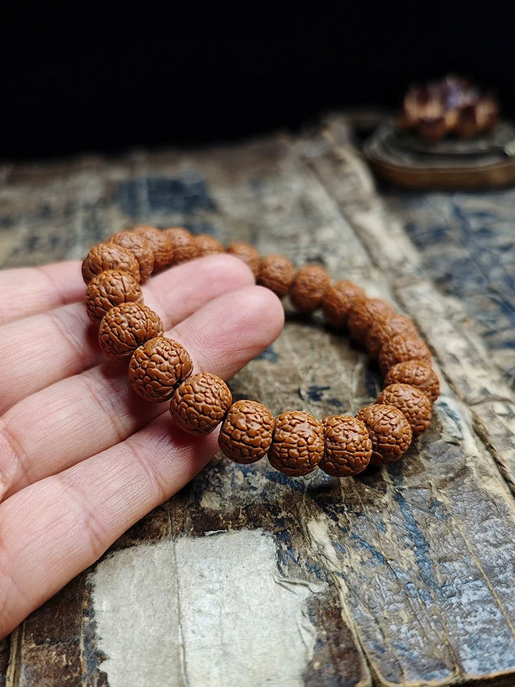 Dragon Scale Pattern Small Rudraksha Bodhi Bead Bracelet