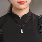 Natural Hetian White Jade Gourd Pendant – Feng Shui Wealth & Blessings Necklace for Men & Women