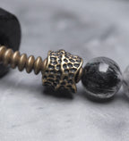 Double-Layer Black Rutilated Quartz & Ebony Wood Bracelet Men’s Vintage Protection Beads