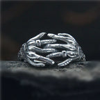 S925 Sterling Silver Adjustable Skeleton Hand Ring Vintage Tail Ring
