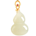 Natural Aged Hetian White Jade Gourd Pendant for Women