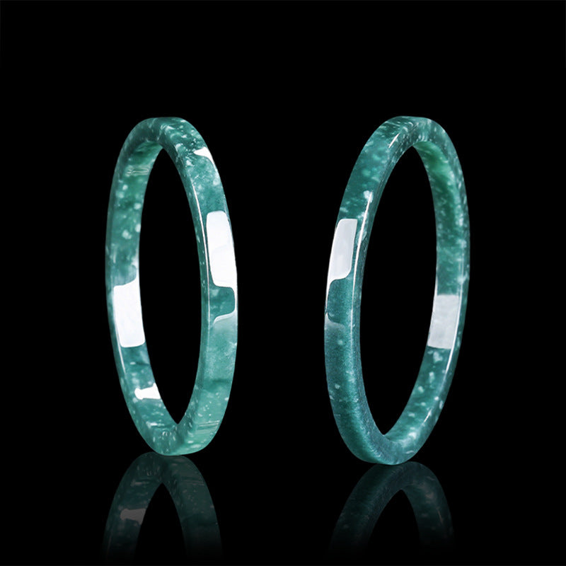 Natural A-Grade Blue Water Jadeite Square Bangle – Ice-Type Jadeite Bangle, Elegant Women’s Hand Accessory