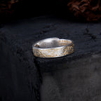 999 Pure Silver Honeysuckle Pattern Heart Sutra Engraved Ring