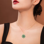 Natural Jadeite Sunflower Pendant, S925 Silver Clasp