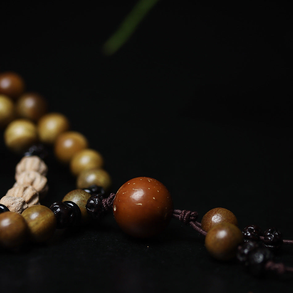 Argentine Aged Green Sandalwood Double Wrap Round Bead Bracelet for Women 8mm