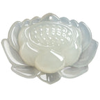 Natural Aged Hetian White Jade Lotus Pendant for Women
