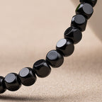 Natural Black Agate Hexagonal Bead Bracelet Unisex Couple Design