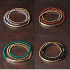 Tibetan Agate & Brass Multi-Layer Bracelet · Couple Jewelry for Grounding & Passion · 4 Colors Available