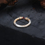 999 Pure Silver Gold-Inlaid Honeysuckle Pattern Ring