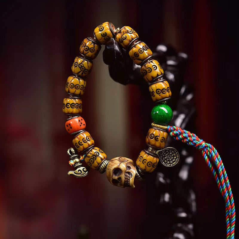 Tibetan Hand-Carved Yak Bone Bracelet – Unique Spiritual Tibetan-Style Bracelet