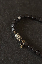 Tibetan Handmade Ebony Wood Dzi Bead Bracelet Vintage Couple Spiritual Jewelry