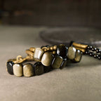 Natural Black Obsidian & Cat’s Eye Gold Obsidian Double-Layer Bracelet for Men & Women
