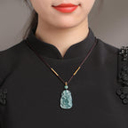 Natural Ice Blue Jadeite Cai Shen Pendant – Genuine A-Grade Blue Water Jade, Wealth & Prosperity Talisman for Men & Women