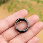 Natural A-Grade Black Jade Ring — Unisex Couple Band