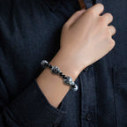 Natural Hetian Grey Jade Skull Bracelet – Hand-Carved Skull Beads, Unique Feng Shui Jewelry for Men & Women