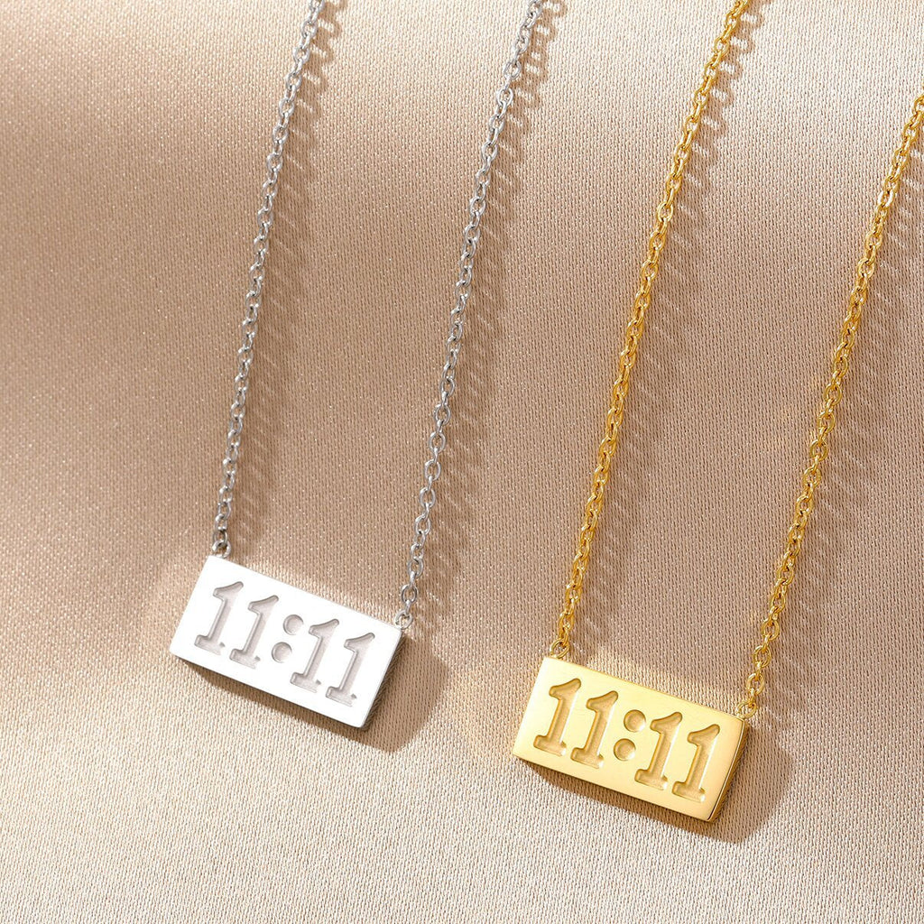 1111 Angel Number Sterling Silver Necklace 18K Clavicle Chain Necklace for Women