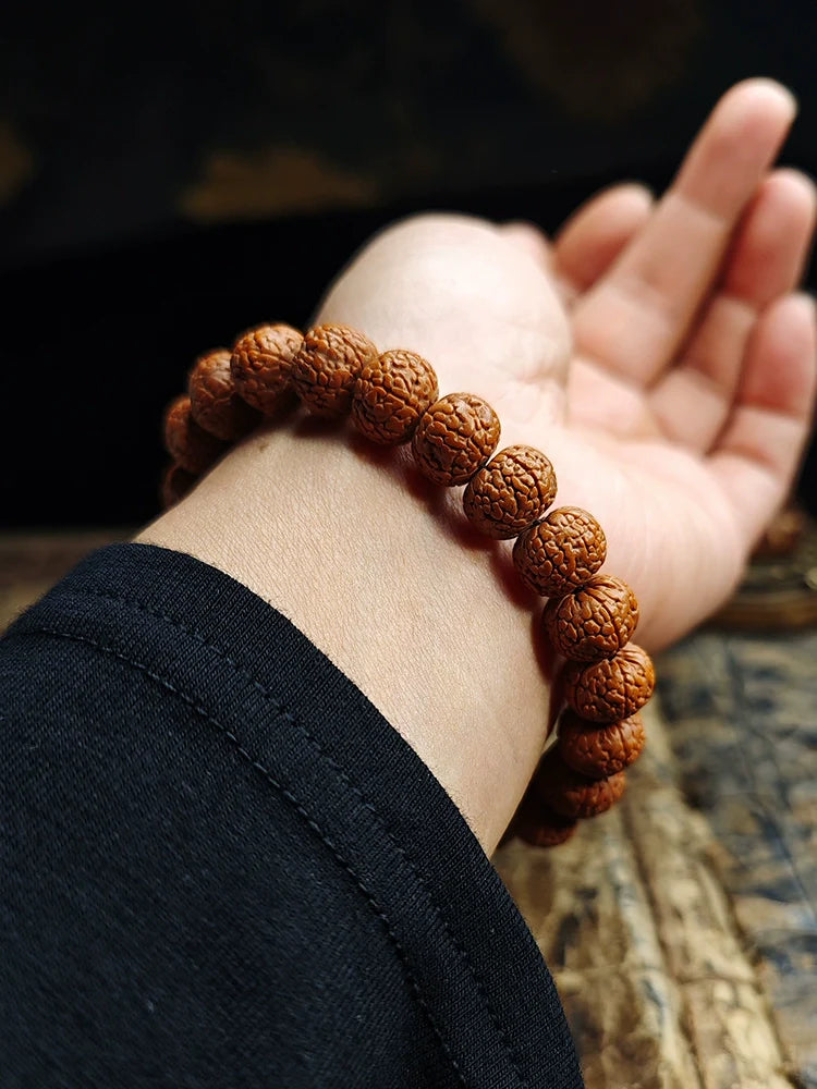 Dragon Scale Pattern Small Rudraksha Bodhi Bead Bracelet