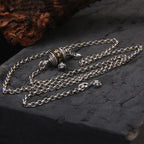 925 Sterling Silver Tibetan Prayer Wheel Pendant Sweater Chain