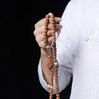 Tibetan Dragon Vein "Exploding"Texture Rudraksha 108 Mala Beads Bracelet