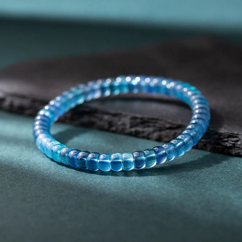 Natural Deep Blue Sapphire Straight-Cut Thin Slice Bracelet