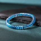 Natural Deep Blue Sapphire Straight-Cut Thin Slice Bracelet