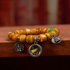 Tibetan Camel Bone Bracelet with Agate Dzi Beads & Yak Bone Fox Pendant – Unique Handcrafted Tibetan-Style Bracelet