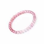 Natural Strawberry Quartz Barrel Bead Bracelet - Transparent and Radiant Red