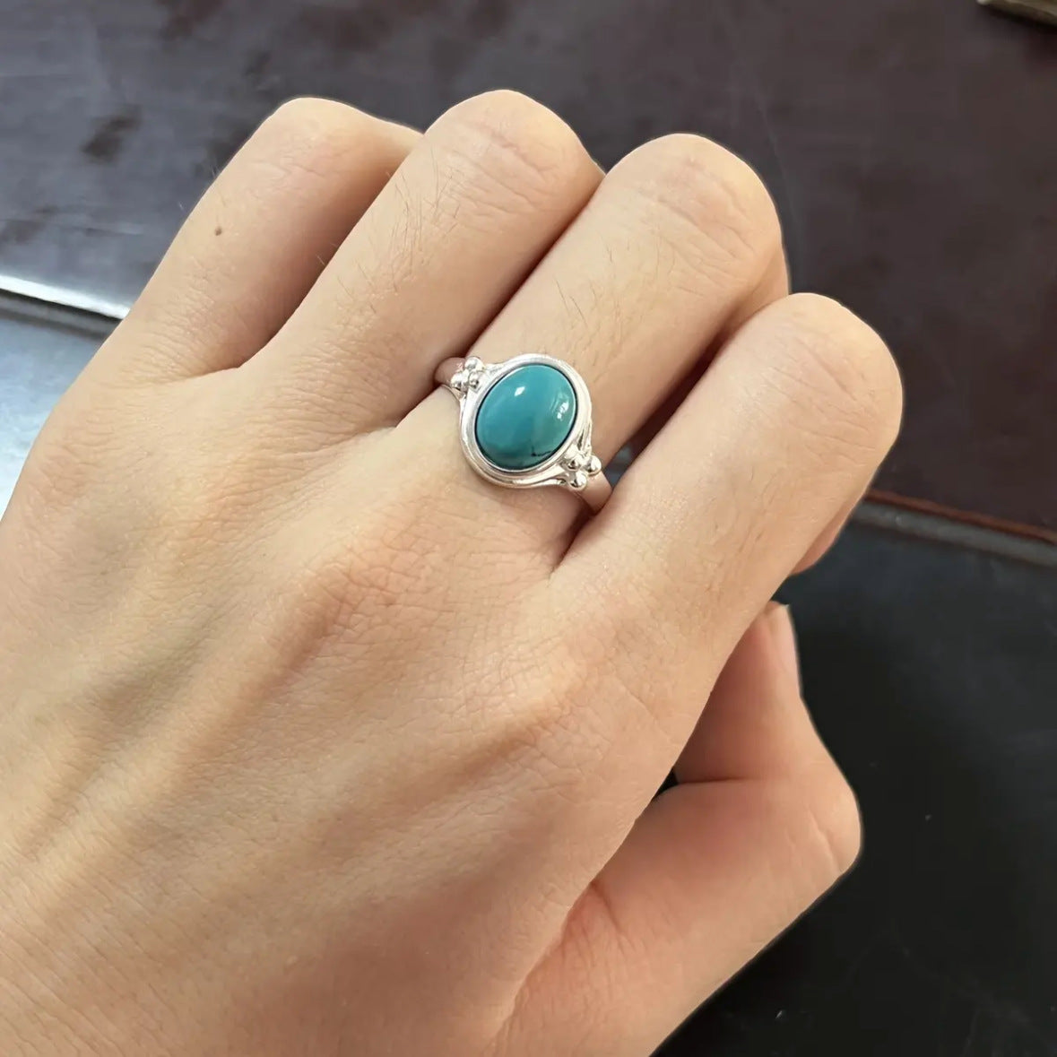 Adjustable Vintage S925 Sterling Silver Gemstone Ring