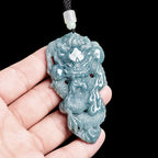 Natural Blue Water Jadeite 3D Dragon Pendant – A-Grade Jade, Zodiac Dragon Talisman, Powerful Amulet