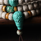 Star and Moon Bodhi 108 Mala Beads Bracelet – Luminous Mongolian Turquoise Edition