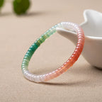 Natural Red Agate & Green Strawberry Quartz Gradient Multi-Gemstone Thin Slice Bracelet