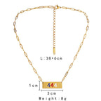 S925 Silver Angel Number 444 Color Dripping Oil Square Necklace for Women
