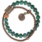 Double-Layer Bodhi Beads& Brass Bracelet Calming Stress-Relief Stack for Women