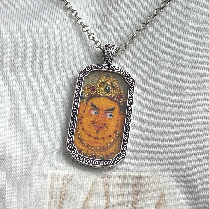 925 Sterling Silver Yellow Jambhala Tibetan Pendant