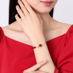 Women’s S925 Silver Cute Horse Jewelry Set – Red Agate Zodiac Horse Bracelet, Necklace, Earrings
