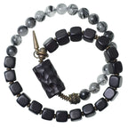 Double-Layer Black Rutilated Quartz & Ebony Wood Bracelet Men’s Vintage Protection Beads