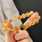 10MM Retro Natural Citrine Tiger's Eye Bracelet Handmade Beaded Bracelet Maillard Style