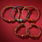 Handmade Lily of the Valley Knot Braided Red String Couples Bracelet