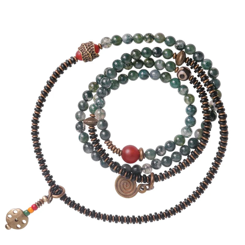 Vintage Multi-Layer Agate Bead Bracelet Buddhist Bracelet for Women