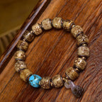 Tibetan Antique Silver Inlaid Camel Bone Bracelet – Handcrafted Tibetan-Style Beaded Bracelet