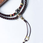Cinnabar-Infused Star and Moon Bodhi 108 Mala Beads Bracelet