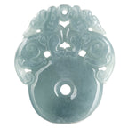 Natural Ice Blue Jadeite Double Pi Xiu “Peace Coin” Pendant – Genuine A-Grade Blue Water Jade with Adjustable Cord